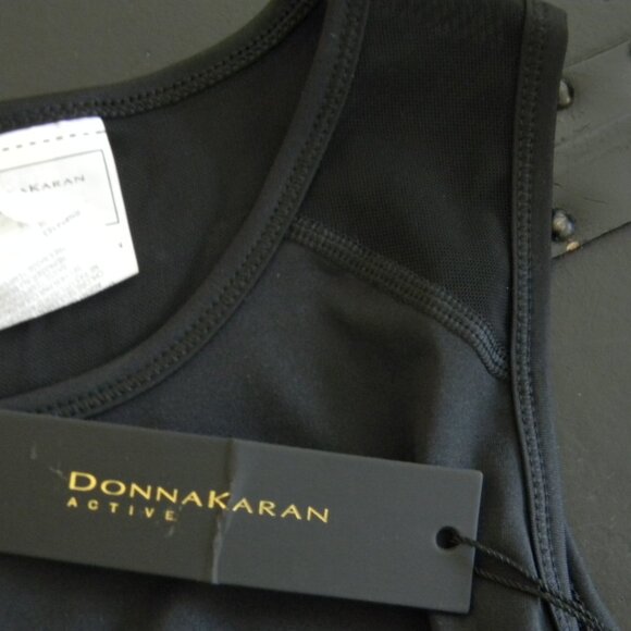 Donna Karan Active Tank Sleeveless Black Mesh Athletic Workout Running NW - Picture 10 of 13